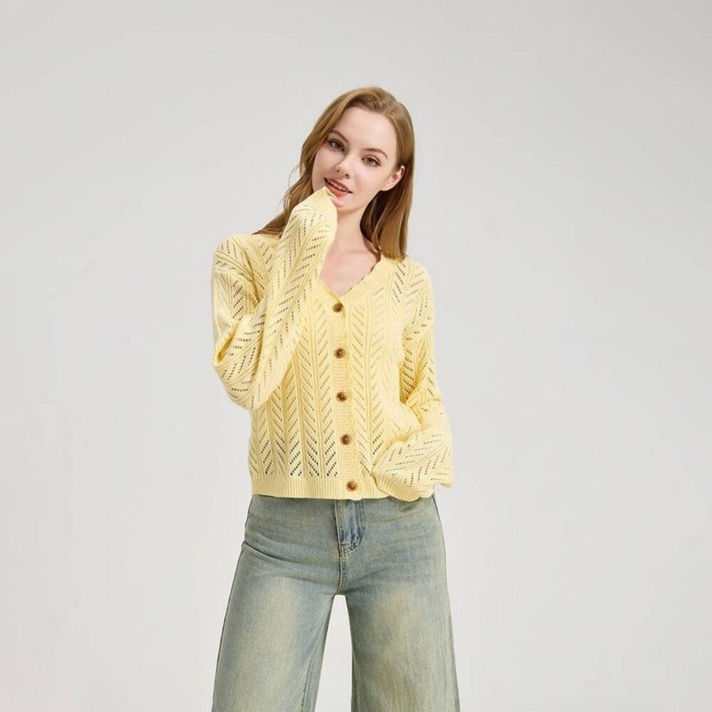 Wild Fable - Women's Pointelle Cardigan Sweater - Wild Fable Ye Yellow